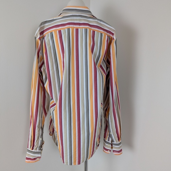 Gap Striped Button Up Blouse Cotton Poplin Long Sleeve Down Collar - Picture 5 of 9